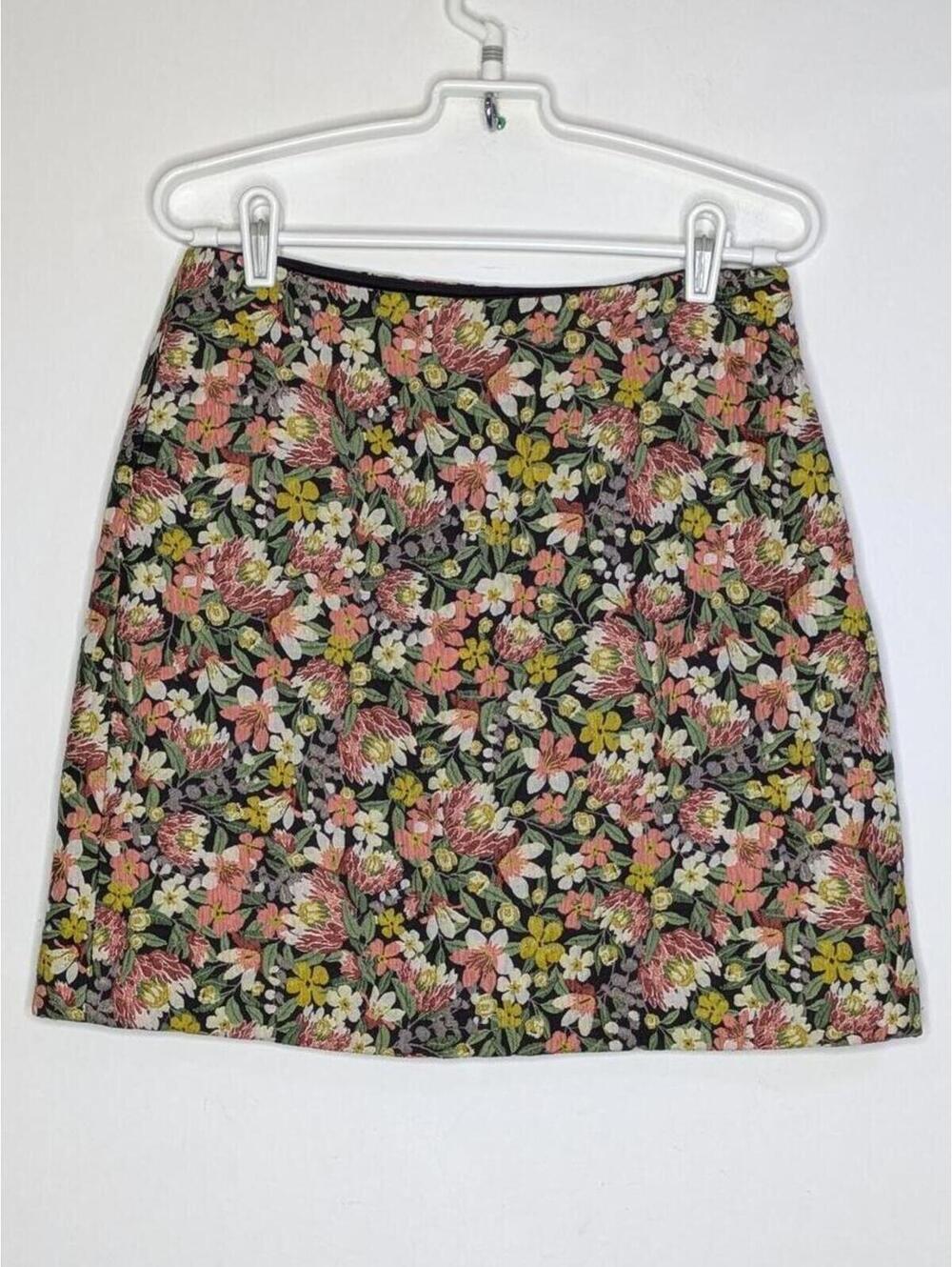 Loft Pink Yellow Floral Tapestry Mini Skirt 4